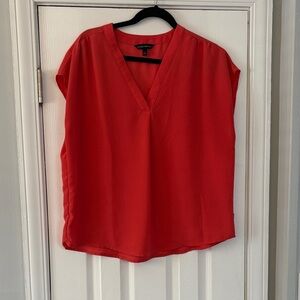 NWOT Banana Republic Tangerine Orange V-Neck Blouse Size Large